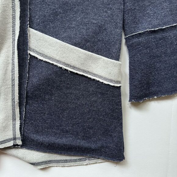 Supply & Demand Open Cardigan Sweatshirt Heathered Navy & Oatmeal Size L - Picture 6 of 9